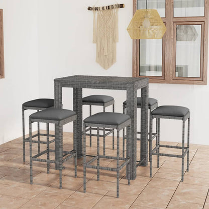 5-Tlg. Gartenbar-Set Mit Kissen Poly Rattan