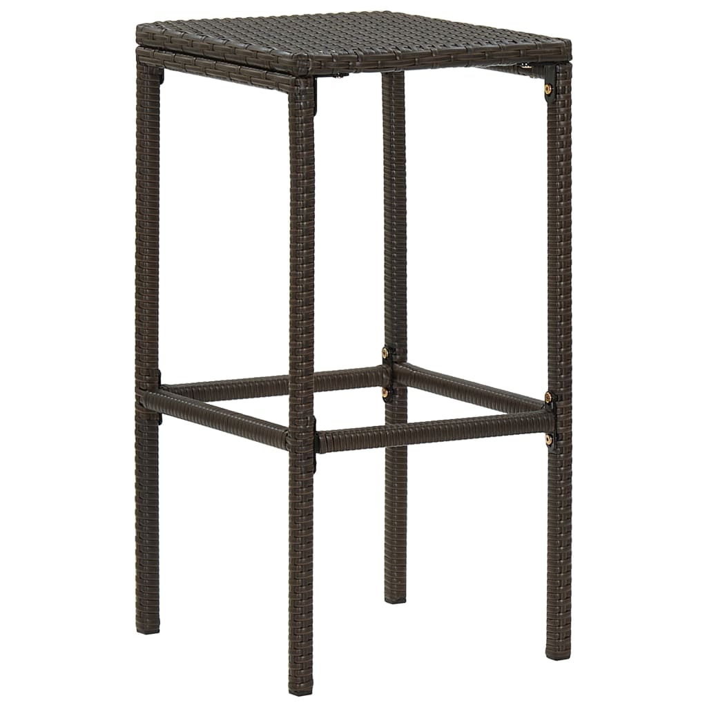 7-Tlg. Gartenbar-Set Mit Kissen Poly Rattan Braun Grau