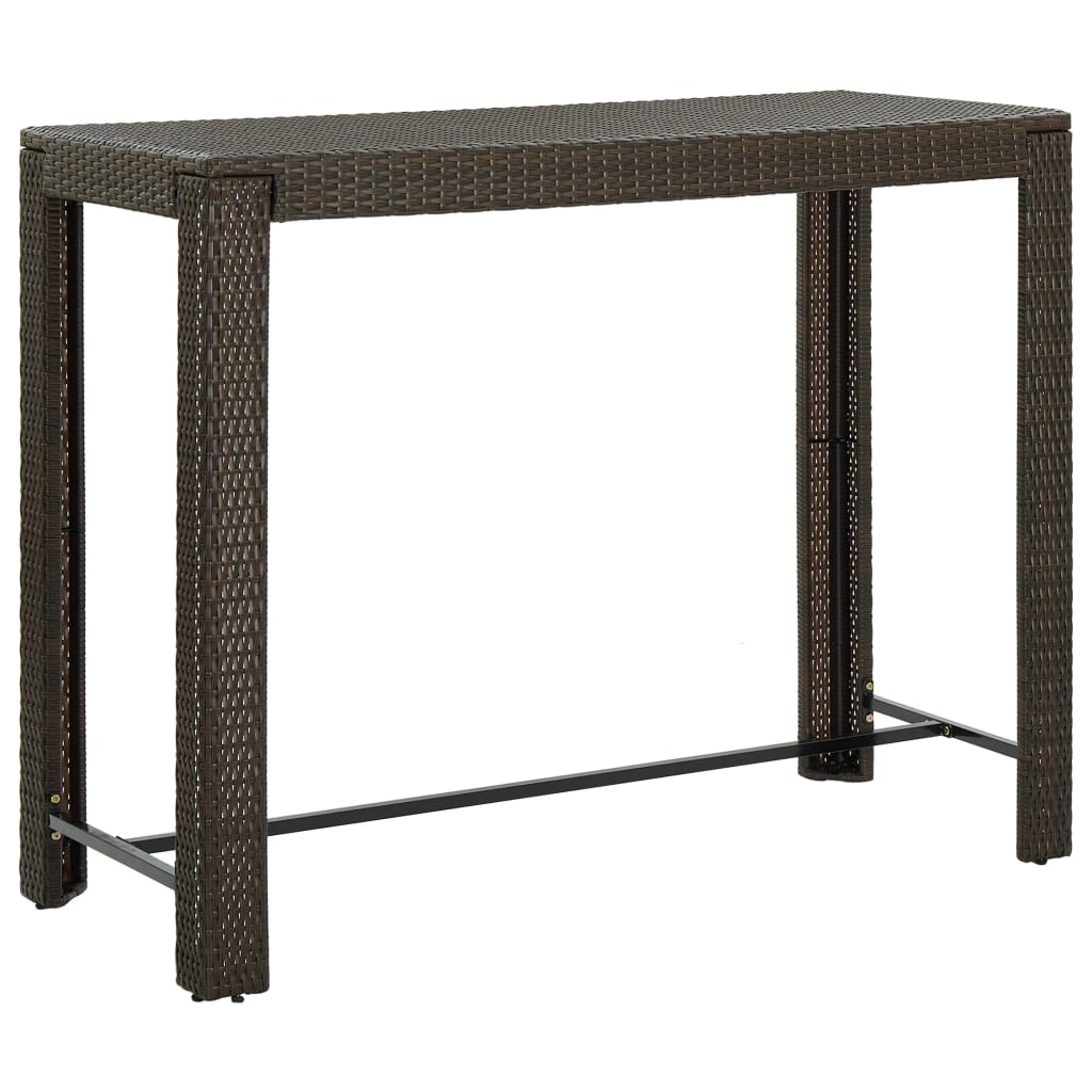 7-Tlg. Gartenbar-Set Mit Kissen Poly Rattan Braun Grau