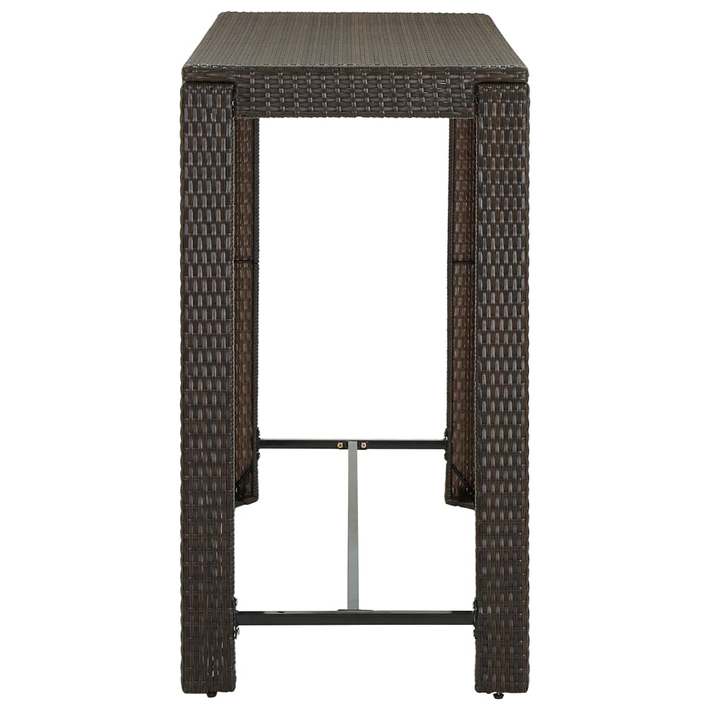 7-Tlg. Gartenbar-Set Mit Kissen Poly Rattan Braun Grau