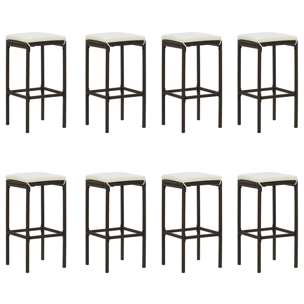 9-Tlg. Gartenbar-Set Mit Kissen Poly Rattan Braun Grau
