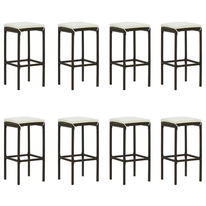 9-Tlg. Gartenbar-Set Mit Kissen Poly Rattan Braun Grau