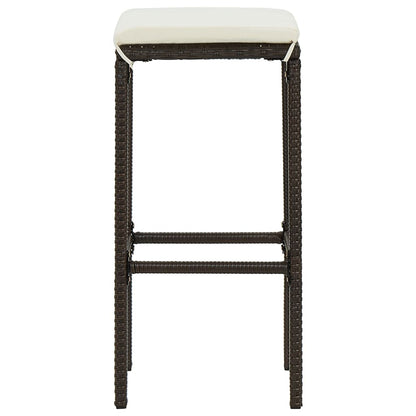 9-Tlg. Gartenbar-Set Mit Kissen Poly Rattan Braun Grau