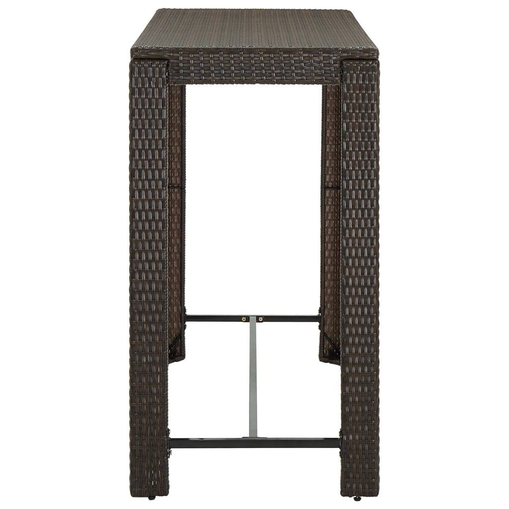 9-Tlg. Gartenbar-Set Mit Kissen Poly Rattan Braun Grau