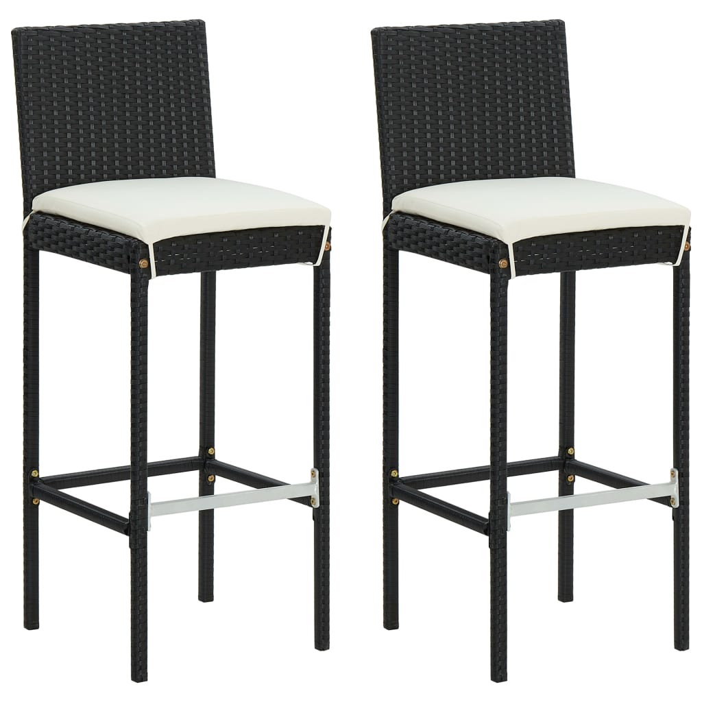 3-Tlg. Gartenbar-Set Mit Kissen Poly Rattan