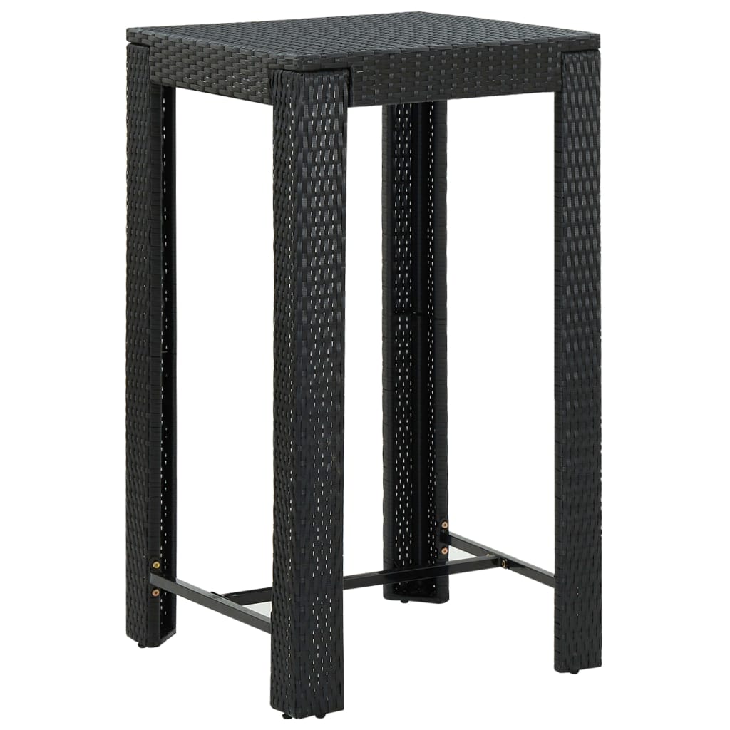 3-Tlg. Gartenbar-Set Mit Kissen Poly Rattan