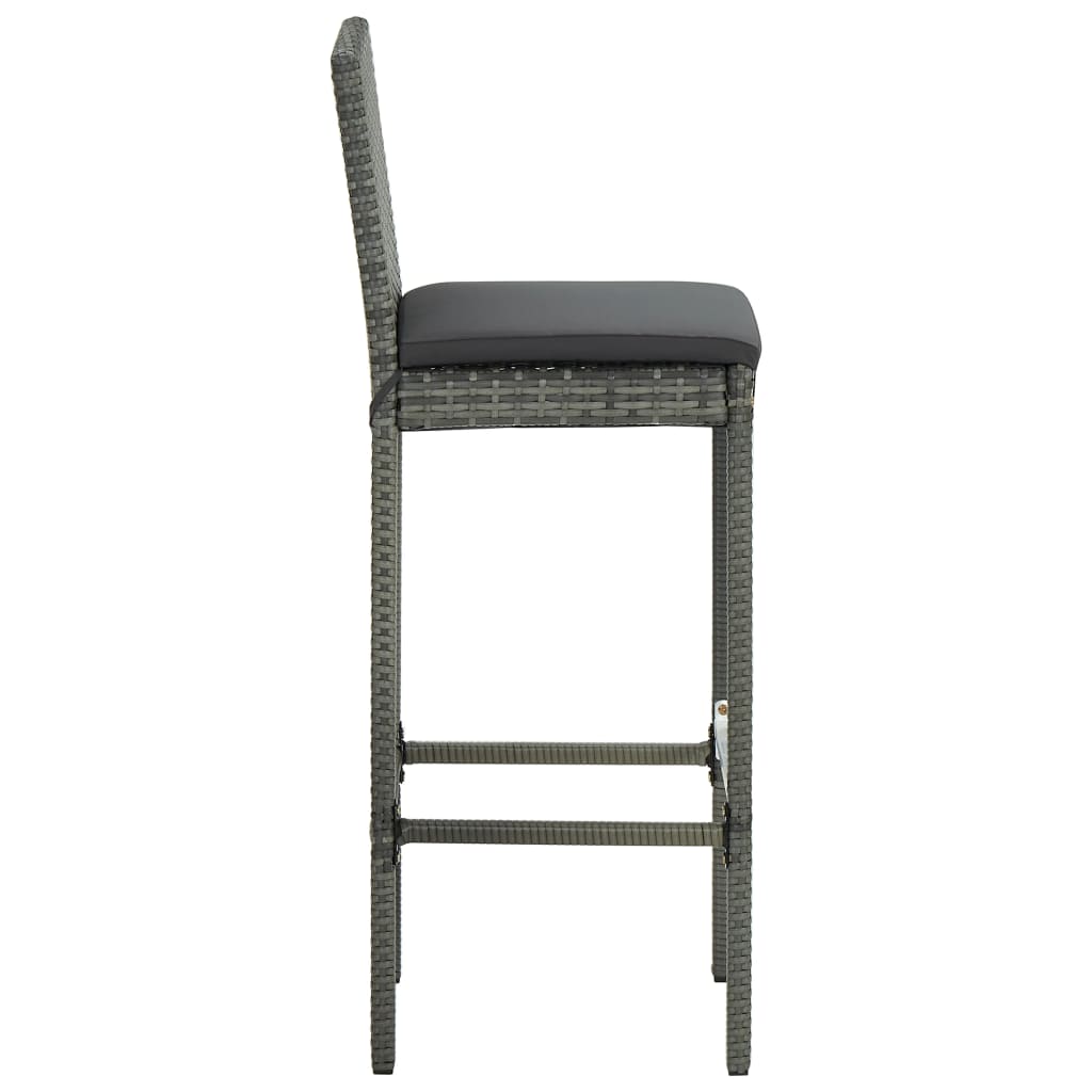 3-Tlg. Gartenbar-Set Mit Kissen Poly Rattan