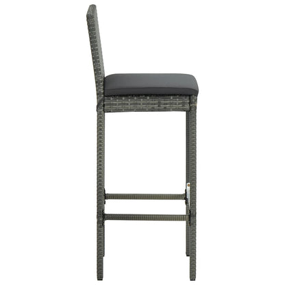 3-Tlg. Gartenbar-Set Mit Kissen Poly Rattan