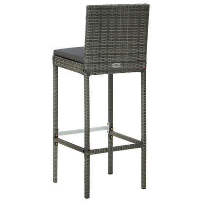 3-Tlg. Gartenbar-Set Mit Kissen Poly Rattan