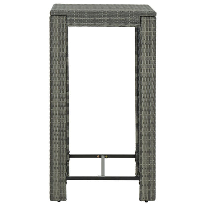 3-Tlg. Gartenbar-Set Mit Kissen Poly Rattan