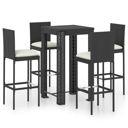 5-Tlg. Gartenbar-Set Mit Kissen Poly Rattan