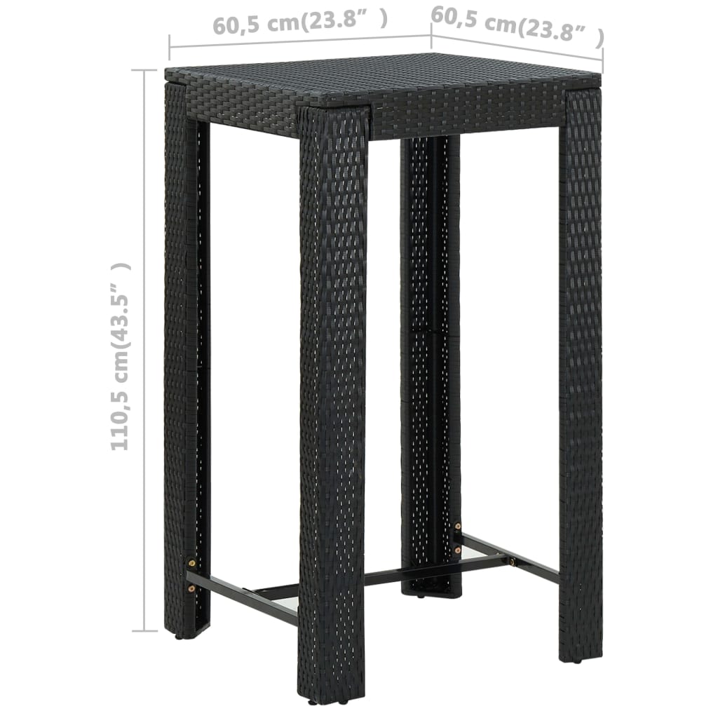 5-Tlg. Gartenbar-Set Mit Kissen Poly Rattan