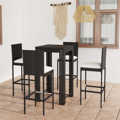 5-Tlg. Gartenbar-Set Mit Kissen Poly Rattan