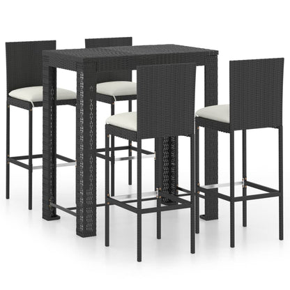 5-Tlg. Gartenbar-Set Mit Kissen Poly Rattan