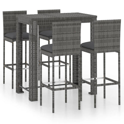 5-Tlg. Gartenbar-Set Mit Kissen Poly Rattan