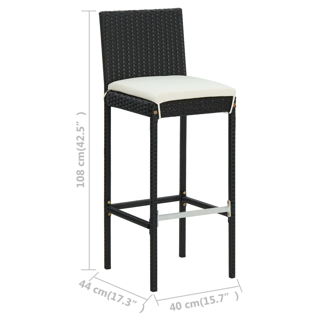 7-Tlg. Gartenbar-Set Mit Kissen Poly Rattan
