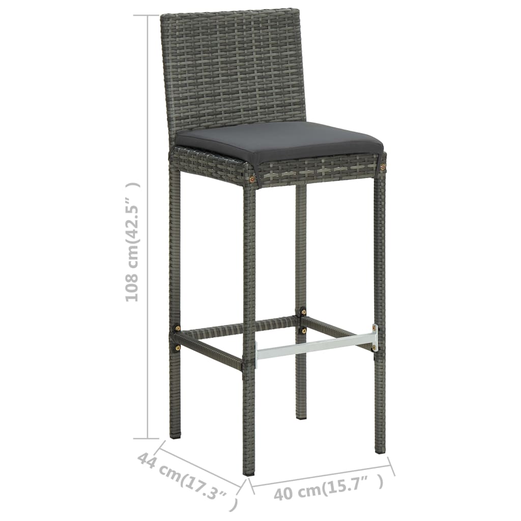 7-Tlg. Gartenbar-Set Mit Kissen Poly Rattan