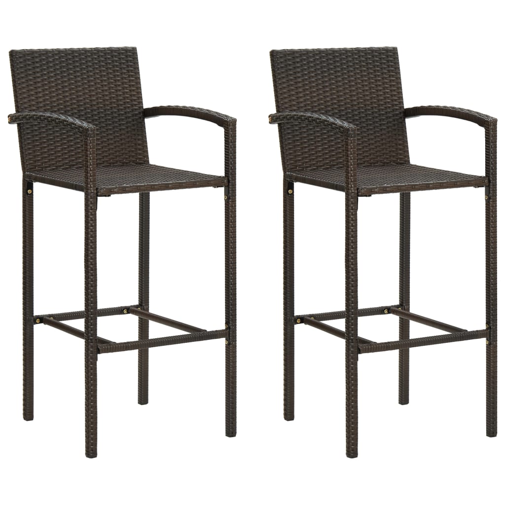 3-Tlg. Garten-Bar-Set Mit Armlehnen Poly Rattan Braun