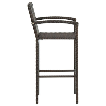 3-Tlg. Garten-Bar-Set Mit Armlehnen Poly Rattan Braun