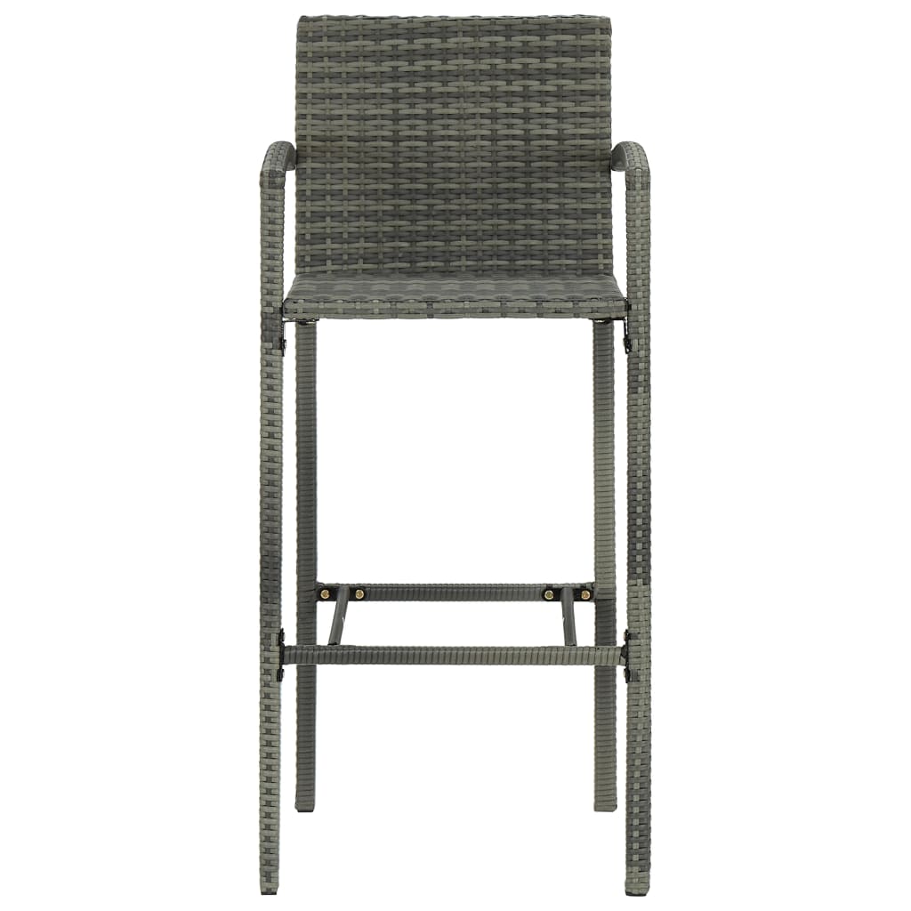 3-Tlg. Garten-Bar-Set Mit Armlehnen Poly Rattan Grau