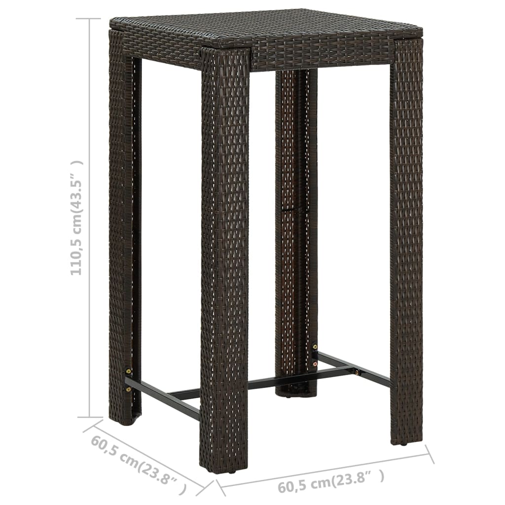 5-Tlg. Garten-Bar-Set Mit Armlehnen Poly Rattan Braun