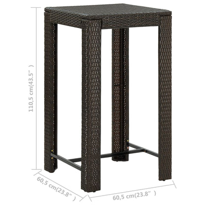 5-Tlg. Garten-Bar-Set Mit Armlehnen Poly Rattan Braun