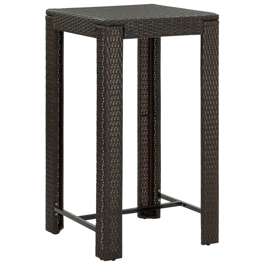 5-Tlg. Garten-Bar-Set Mit Armlehnen Poly Rattan Braun