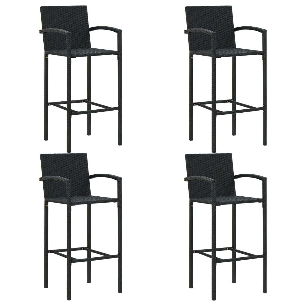 5-Tlg. Garten-Bar-Set Mit Armlehnen Poly Rattan Schwarz