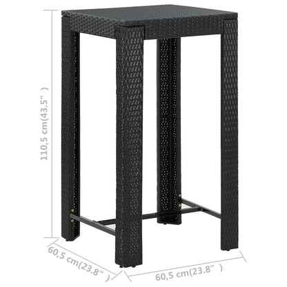 5-Tlg. Garten-Bar-Set Mit Armlehnen Poly Rattan Schwarz