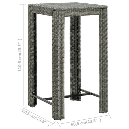 5-Tlg. Garten-Bar-Set Mit Armlehnen Poly Rattan Grau