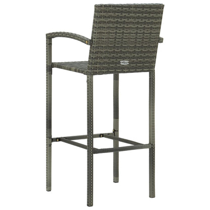 5-Tlg. Garten-Bar-Set Mit Armlehnen Poly Rattan Grau