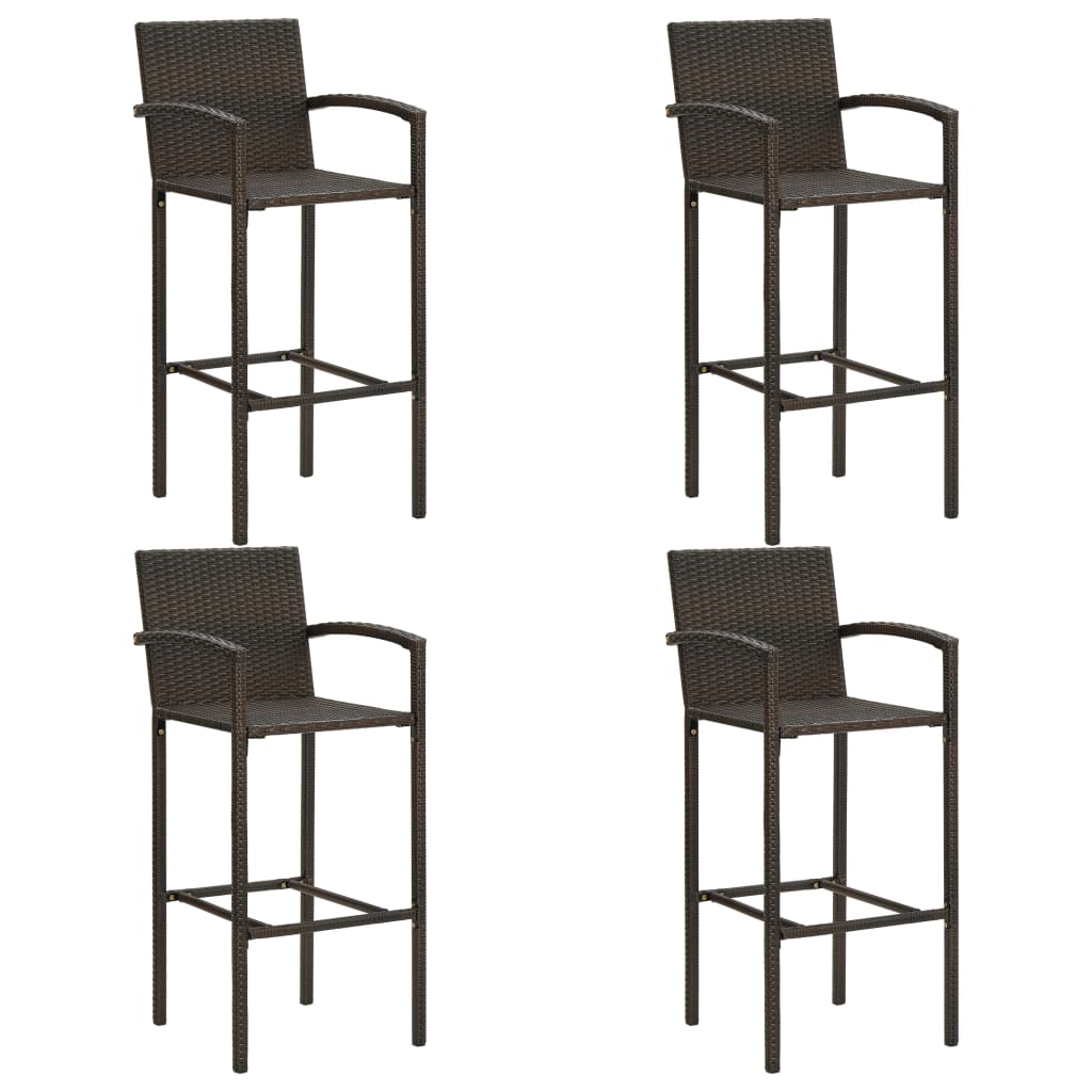 5-Tlg. Garten-Bar-Set Mit Armlehnen Poly Rattan Braun