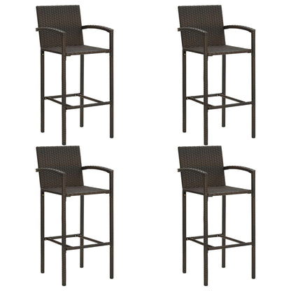 5-Tlg. Garten-Bar-Set Mit Armlehnen Poly Rattan Braun