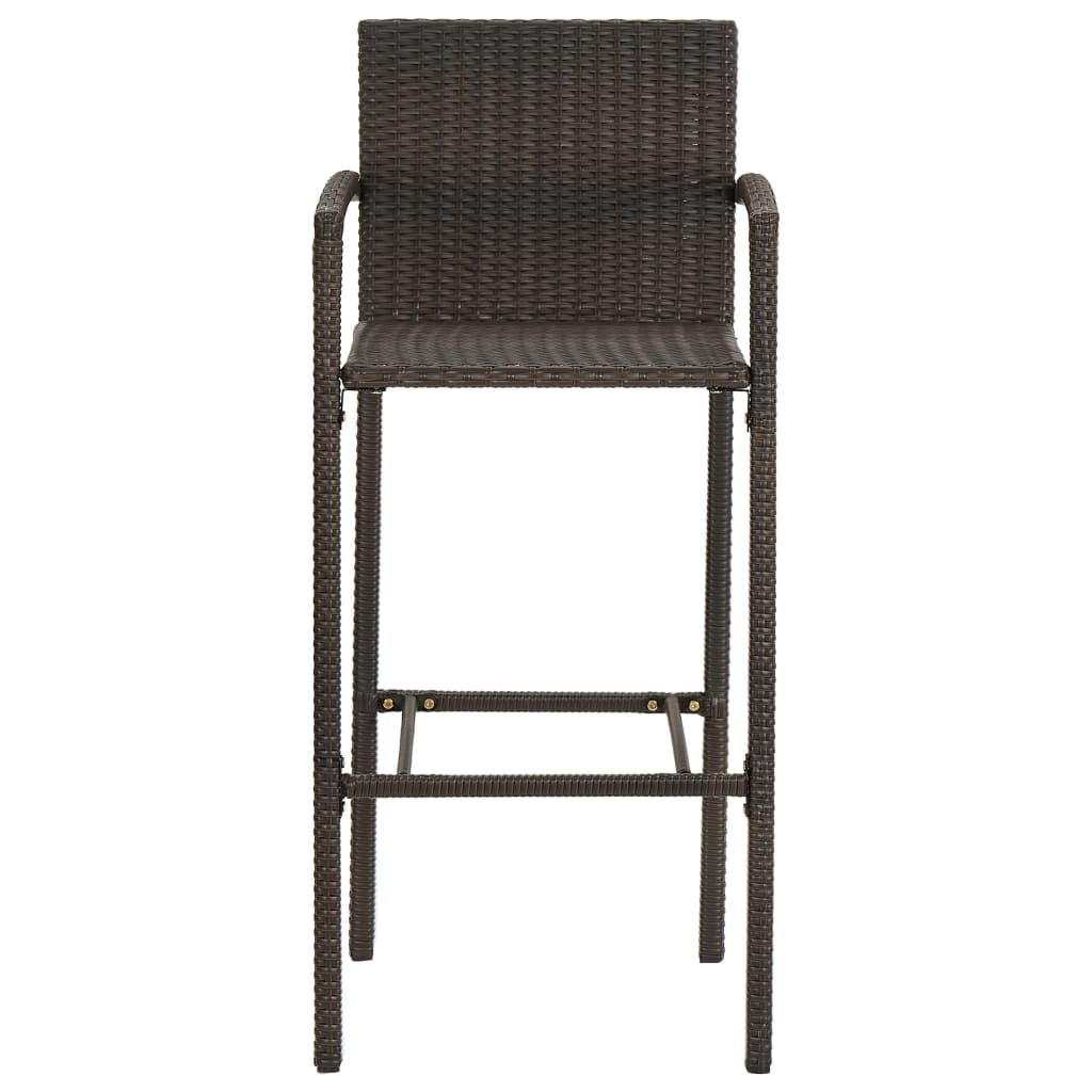 5-Tlg. Garten-Bar-Set Mit Armlehnen Poly Rattan Braun