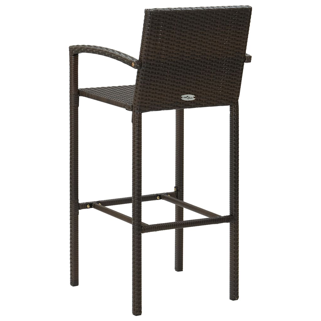 5-Tlg. Garten-Bar-Set Mit Armlehnen Poly Rattan Braun