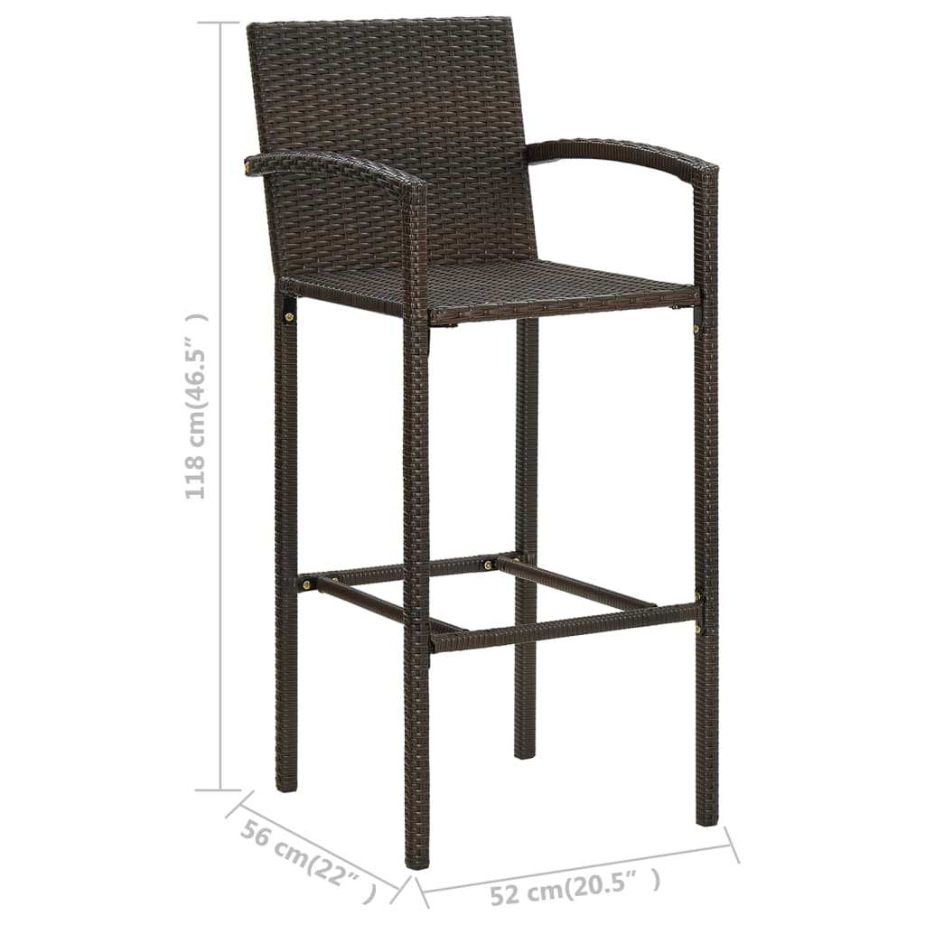 5-Tlg. Garten-Bar-Set Mit Armlehnen Poly Rattan Braun