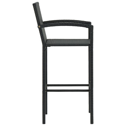 5-Tlg. Garten-Bar-Set Mit Armlehnen Poly Rattan Schwarz