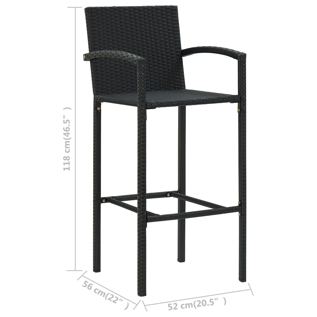 5-Tlg. Garten-Bar-Set Mit Armlehnen Poly Rattan Schwarz