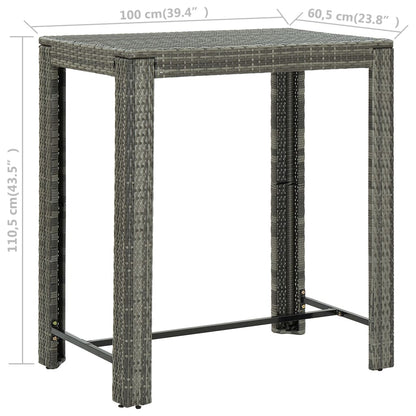 5-Tlg. Garten-Bar-Set Mit Armlehnen Poly Rattan Grau