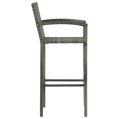 5-Tlg. Garten-Bar-Set Mit Armlehnen Poly Rattan Grau