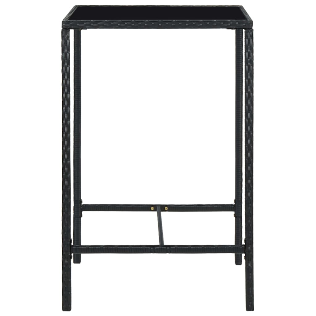 3-Tlg. Gartenbar-Set Mit Kissen Poly Rattan Schwarz