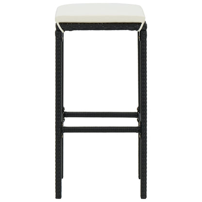3-Tlg. Gartenbar-Set Mit Kissen Poly Rattan Schwarz