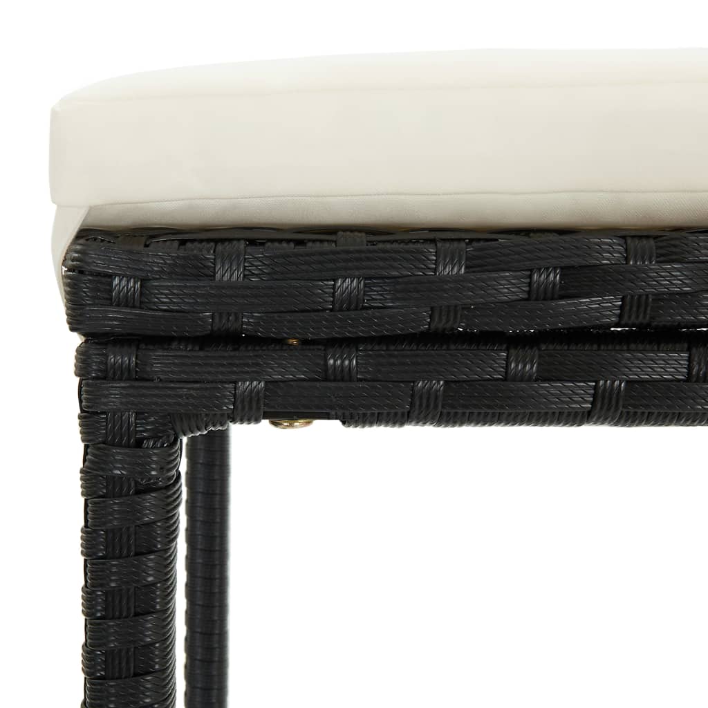 3-Tlg. Gartenbar-Set Mit Kissen Poly Rattan Schwarz