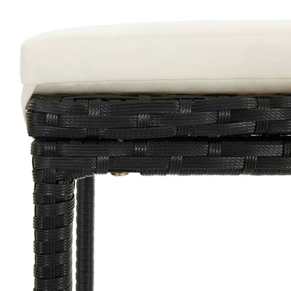 3-Tlg. Gartenbar-Set Mit Kissen Poly Rattan Schwarz