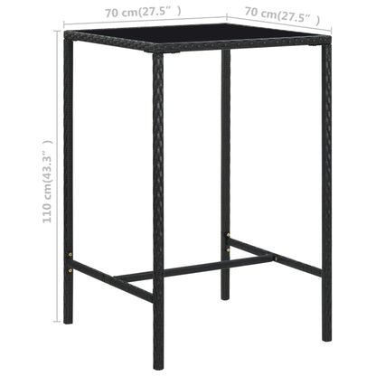 3-Tlg. Gartenbar-Set Mit Kissen Poly Rattan Schwarz