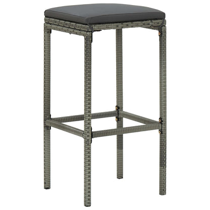 3-Tlg. Gartenbar-Set Mit Kissen Poly Rattan