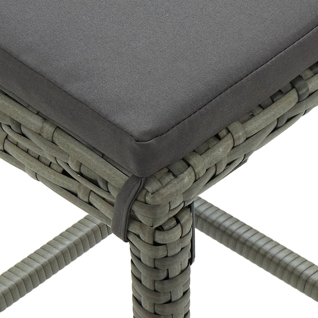 3-Tlg. Gartenbar-Set Mit Kissen Poly Rattan