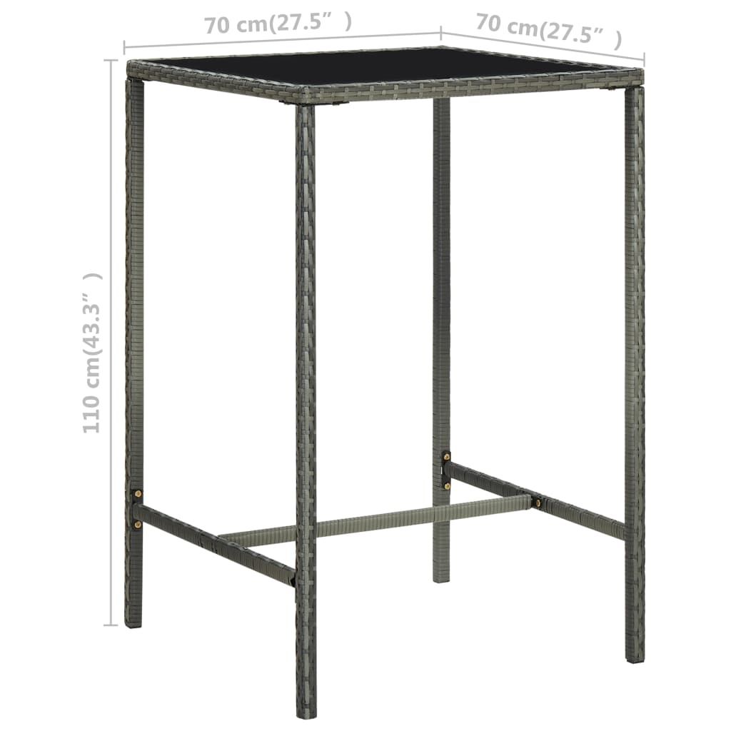 3-Tlg. Gartenbar-Set Mit Kissen Poly Rattan