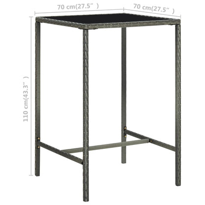 3-Tlg. Gartenbar-Set Mit Kissen Poly Rattan