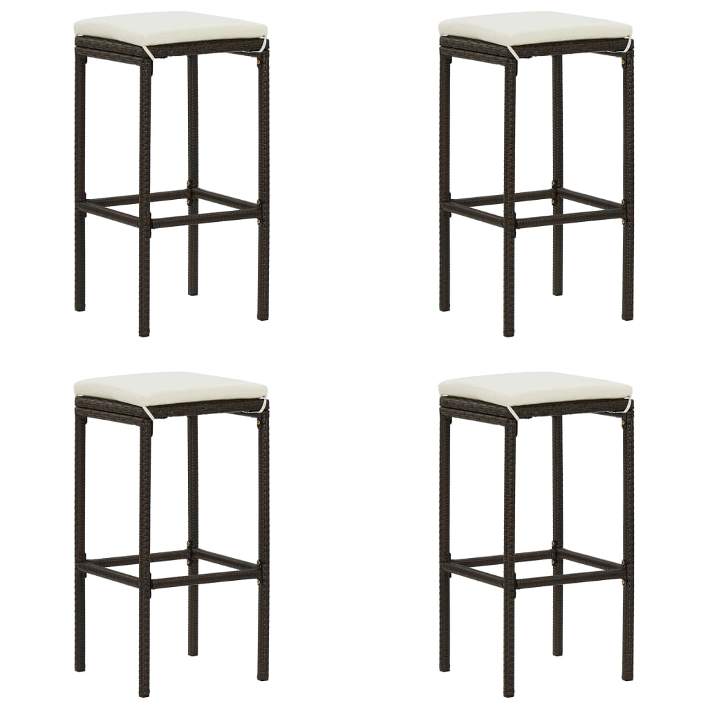 5-Tlg. Gartenbar-Set Mit Kissen Poly Rattan